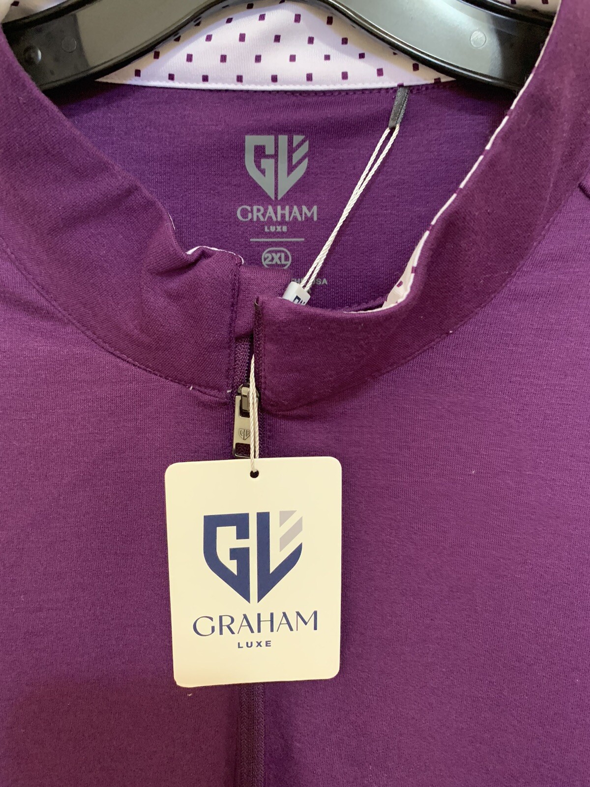 Graham Luxe Men’s 1/4 Zip Porter Size 2XL Golf Pullover Purple New With Tags gallery