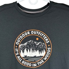 Gildan Performance Mens XL Black Outdoor Outfitters Graphic T-Shirt Lightweight