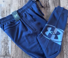 NWT Mens Under Armour XL Navy/Light Blue Rival Fleece Jogger Pants XL $65