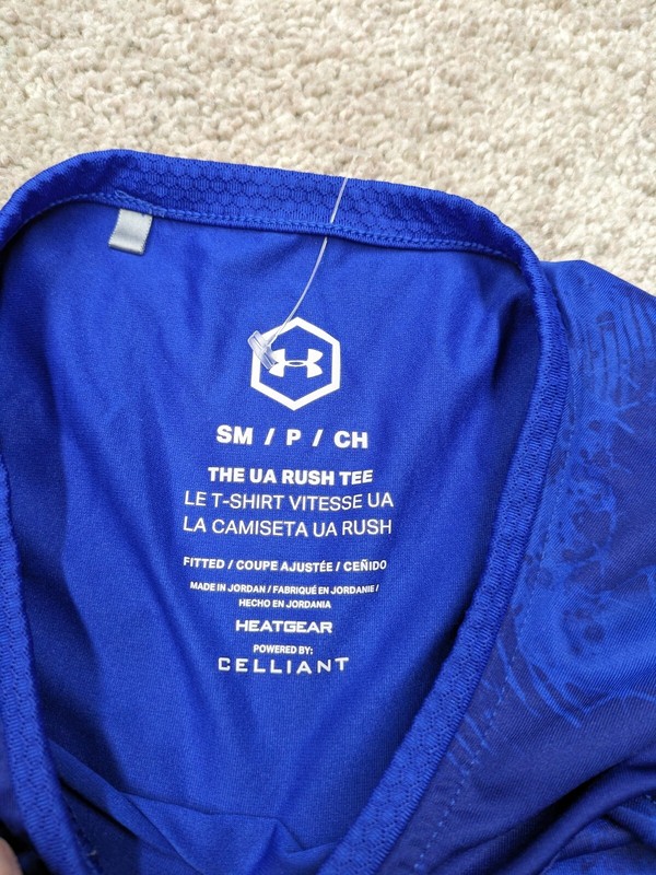 Under Armour Celliant Rush Tee Fitted Shirt Mens Small Blue Crew Spandex Stretch gallery