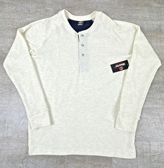 Shooter Sports Wear Mens Long Sleeve Henley Shirt Size M Off White Athletic Knit