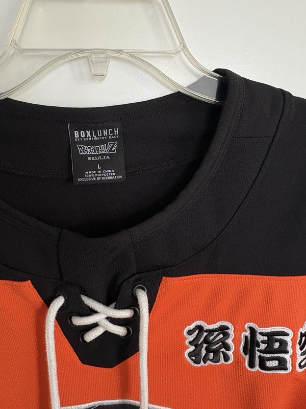 EUC MENS L LG BOX LUNCH DRAGON BALL Z SON GOKU #59 HOCKEY JERSEY TOP ANIME SEWN gallery