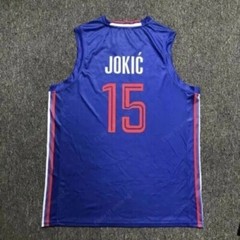 Jokic #15 Team Serbia Basketball Jersey Stitched Youth/Men Any Size White Blue