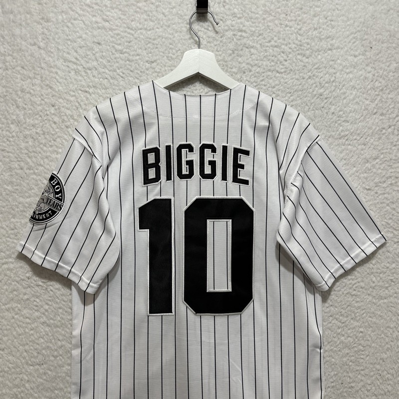 Bad Boy Biggie Size S #10 Hip Hop Pinstripe Baseball Jersey White Sox Style gallery