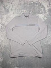 TravisMathew Pullover Mens Large Gray Striped Quarter Zip Golf Lightweight Top