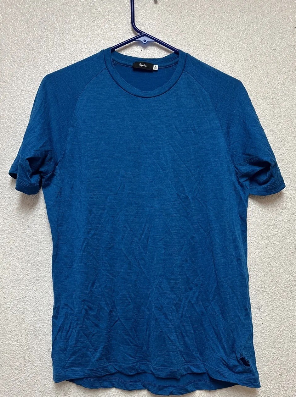 Rapha Merino Wool Classic Blue T-Shirt Basic Men's Activewear Tee Sz M Flaw gallery