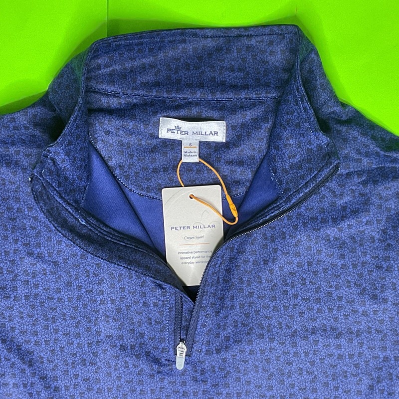 PETER MILLAR Mens SMALL Crown Sport Performance Quarter-Zip Navy Blue NEW gallery