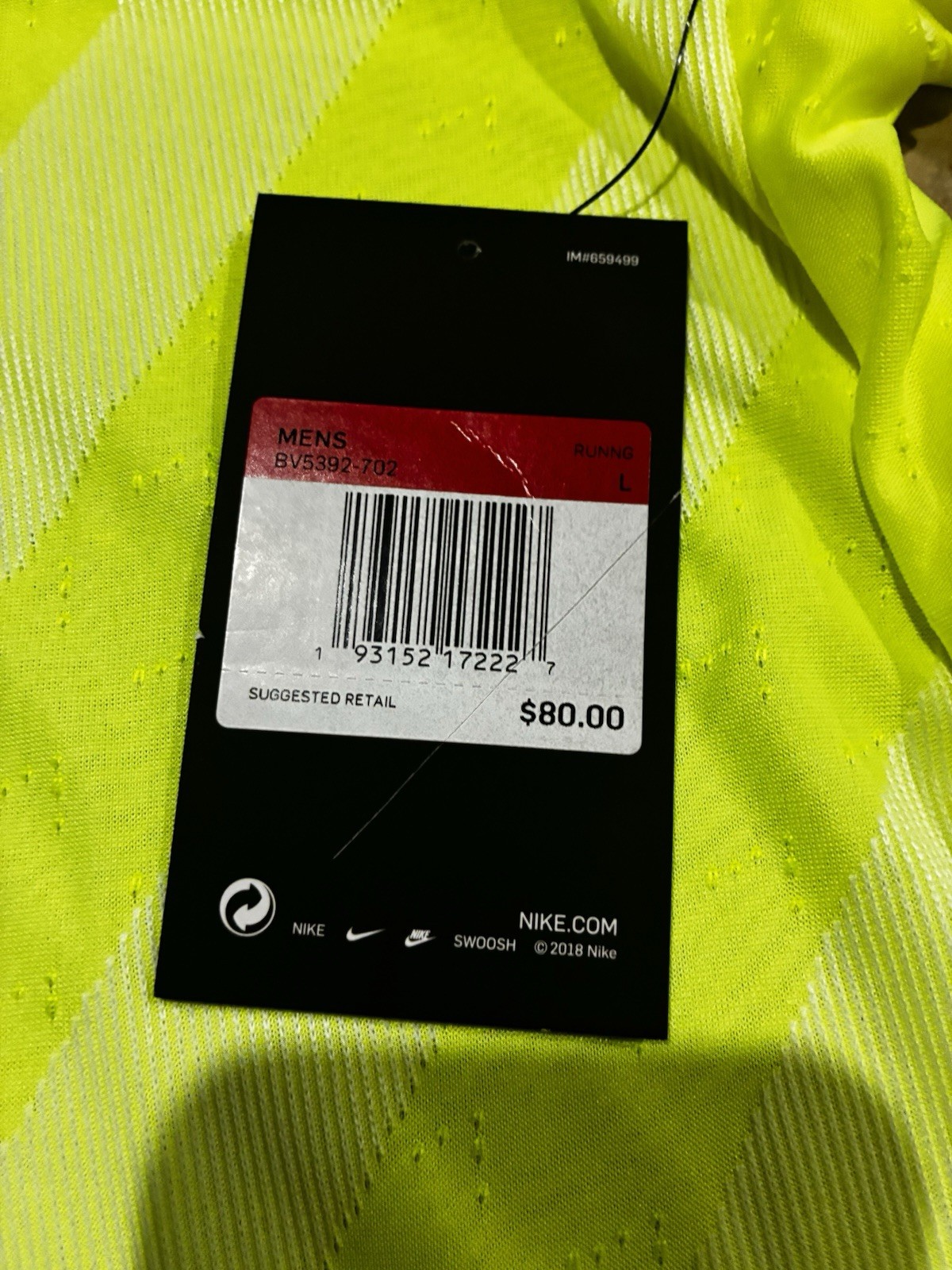Nike Dri-FIT Men's Yellow Reflective Breathable Crew Neck LS Shirt Size L gallery