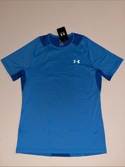 Under Armour UA Rush Shirt Mens M Fitted Vent Dry Wicking Blue Training $55