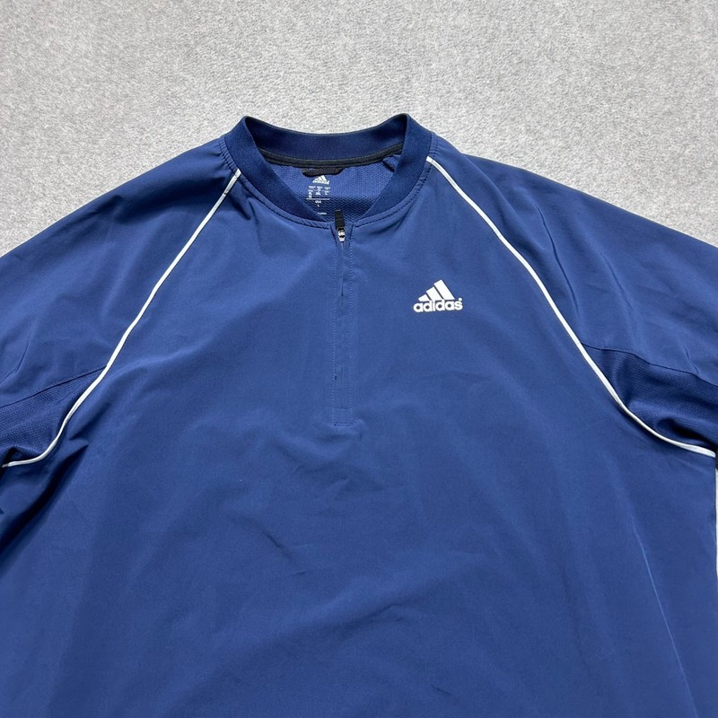Adidas 1/4 Zip Coaches Pullover Mens Large Navy Blue Performance Short Sleeve gallery