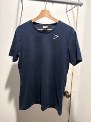 Gymshark Mens T Shirt Blue Melange Athletic Gym Workout Short Sleeve Size M
