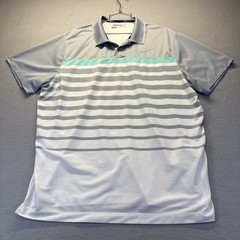 Nike Golf Tour Performance Dri Fit Gray White Green Stripe Men’s Polo Shirt XXL