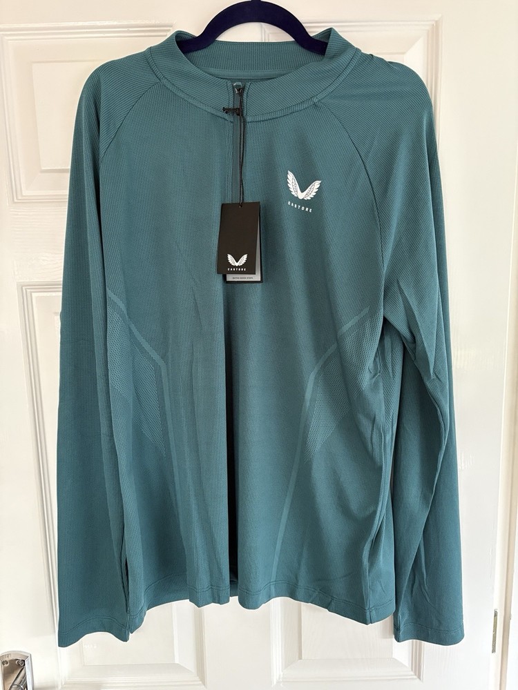 Castore Apex Engineered Knit Training 1/4 Zip Top In Bright Aqua Size XL