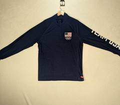 Team USA Men’s 1/4 zip Pullover L Blue light moisture wicking All Star Apparel