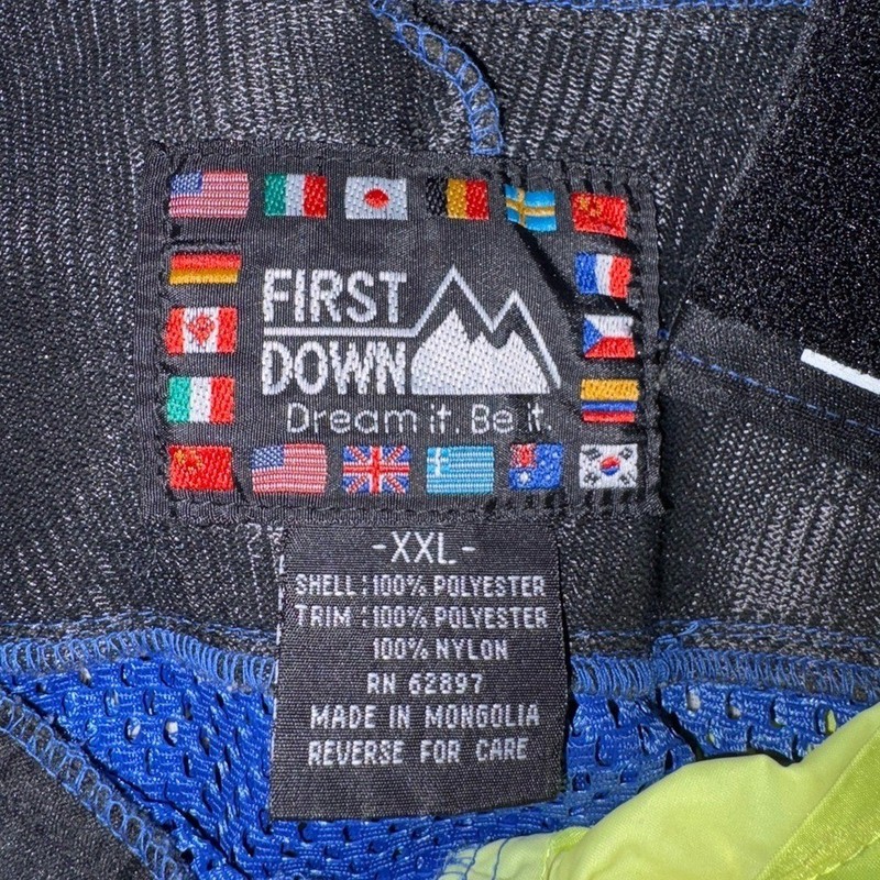 First Down Mesh Pullover Windbreaker Jacket Blue Neon Trim Y2K Streetwear gallery