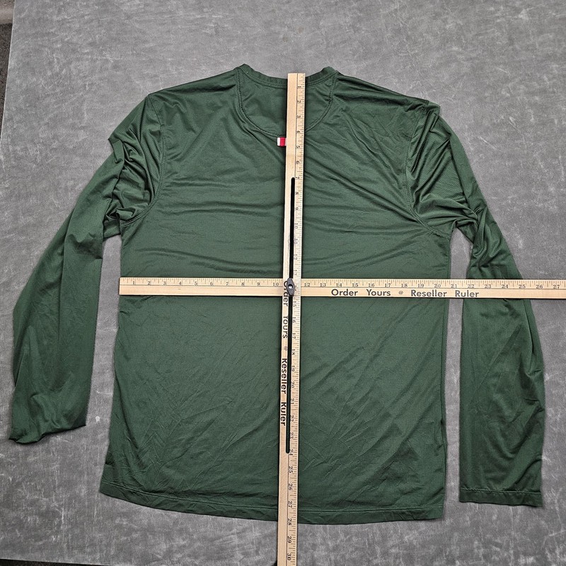 Tracksmith Shirt Mens Large Green Long Sleeve Stripe Lightweight Running Tee Top gallery