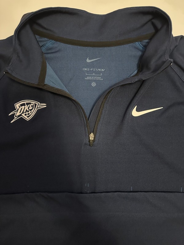 Nike Oklahoma City Thunder Team Issued Dri-FIT ADV Navy Quarter Zip SZ LARGE gallery