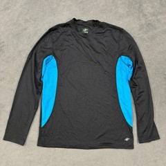 NordicTrack Black Blue Pull Over Long Sleeved Athletic Shirt Men’s Size Medium