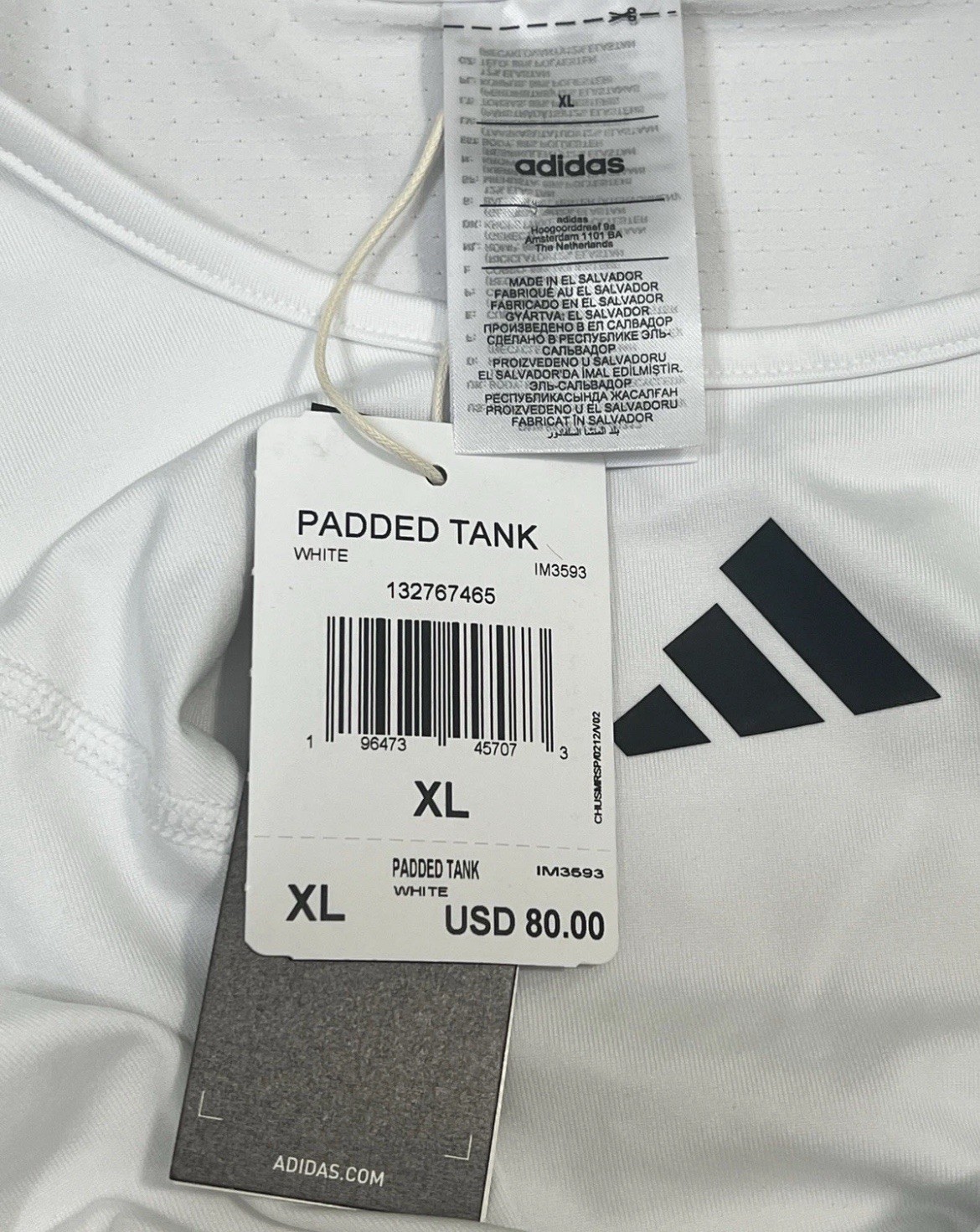 Adidas Basketball Football Padded Protective Compression Tank Top Men’s XL White gallery