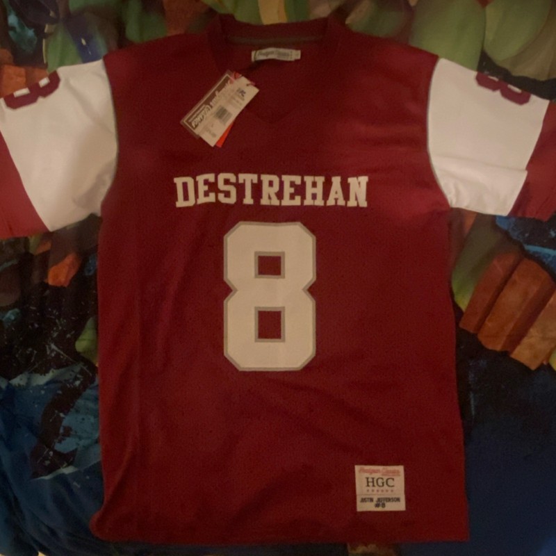 Headgear Classics Justin Jefferson #8 Football Jersey Red White Mesh L gallery