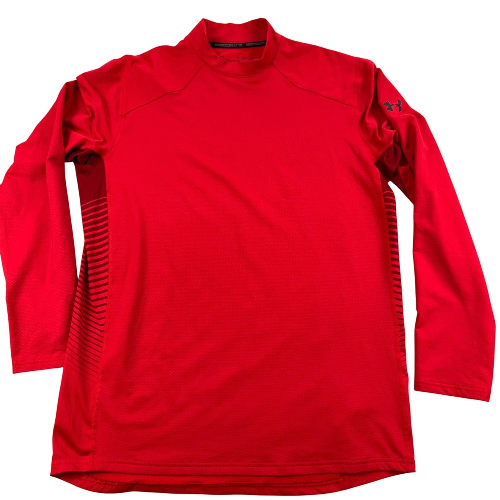 Under Armour ColdGear Reactor Shirt Mens XL Red Long Sleeve Mock Neck Fitted
