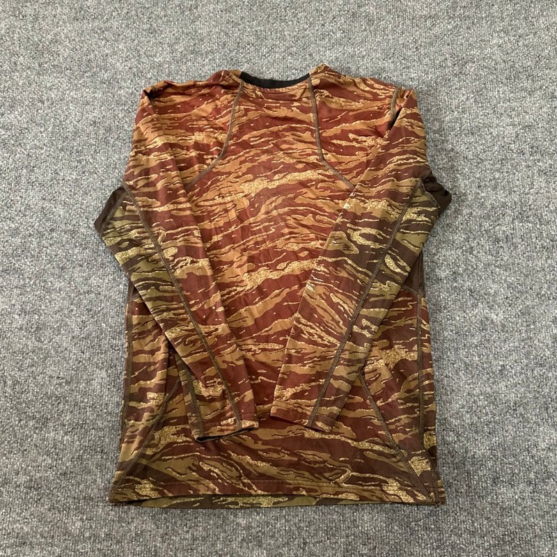 Russell Long Sleeve Mens Size S Brown Tiger Stripe Camo Performance Athletic gallery