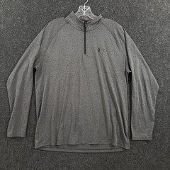 Under Armour Tech Pullover Mens Large Heather Gray Quarter 1/4 Zip HeatGear