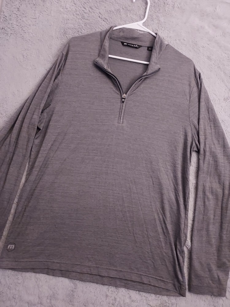 Travis Mathew Pullover Mens Large Gray Quarter Zip Lightweight Mock Golf Stretch