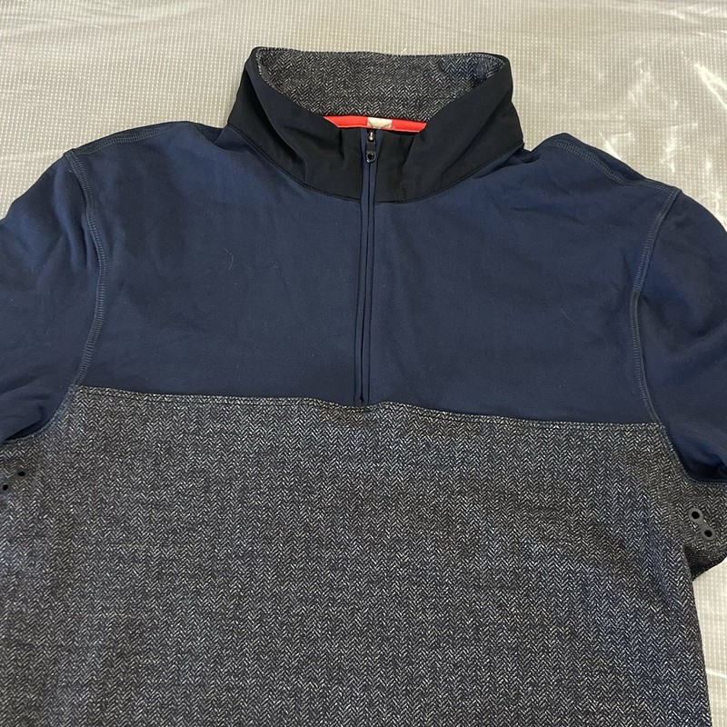 Lululemon Sprint 1/4 Zip Pullover Men' Blue Grey Herringbone Performance Top Sm. gallery