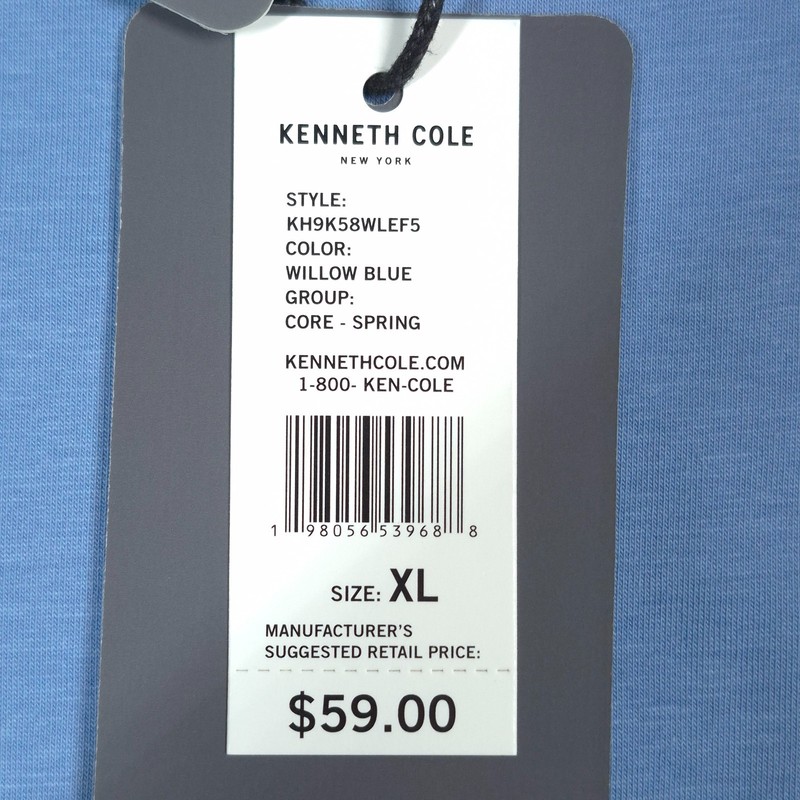 Kenneth Cole Active Tech LS Tee Shirt Sz XL Willow Blue Stretch Soft Curved Hem gallery
