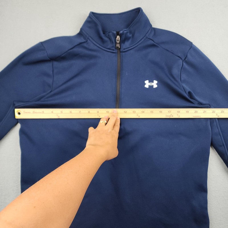 Under Armour Pullover Mens Large Blue Fleece Quarter Zip 1/4 Training Top Run gallery
