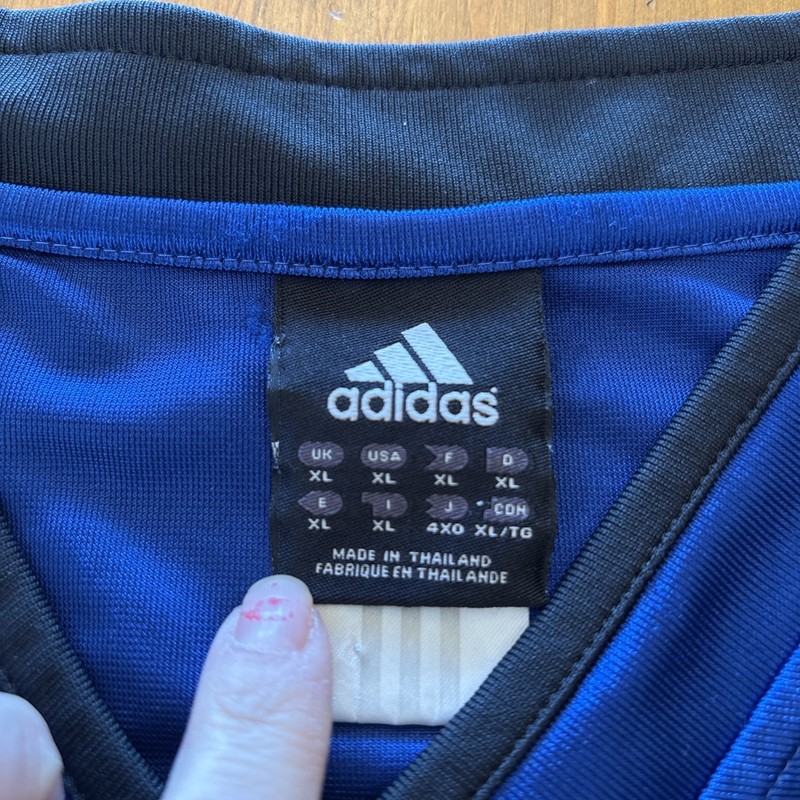 Vintage Y2K Adidas Basketball Jersey Men's XL Shiny Blue Patches #1 Blue gallery