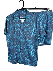 All In Motion Men’s Blue/Green Floral Large Shirt & Medium Short Set