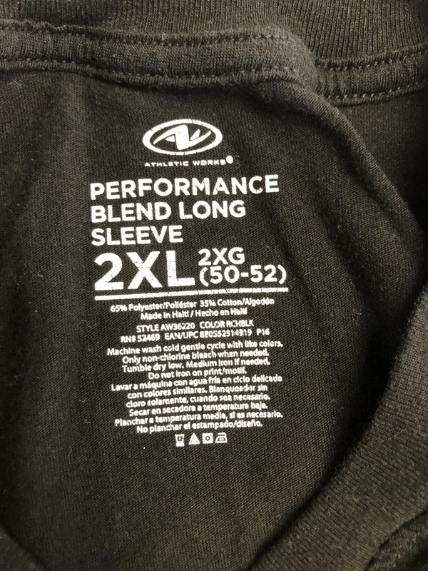 Athletic Works Shirt Mens 2XL Black Performance Blend Long Sleeve Athletic Top gallery