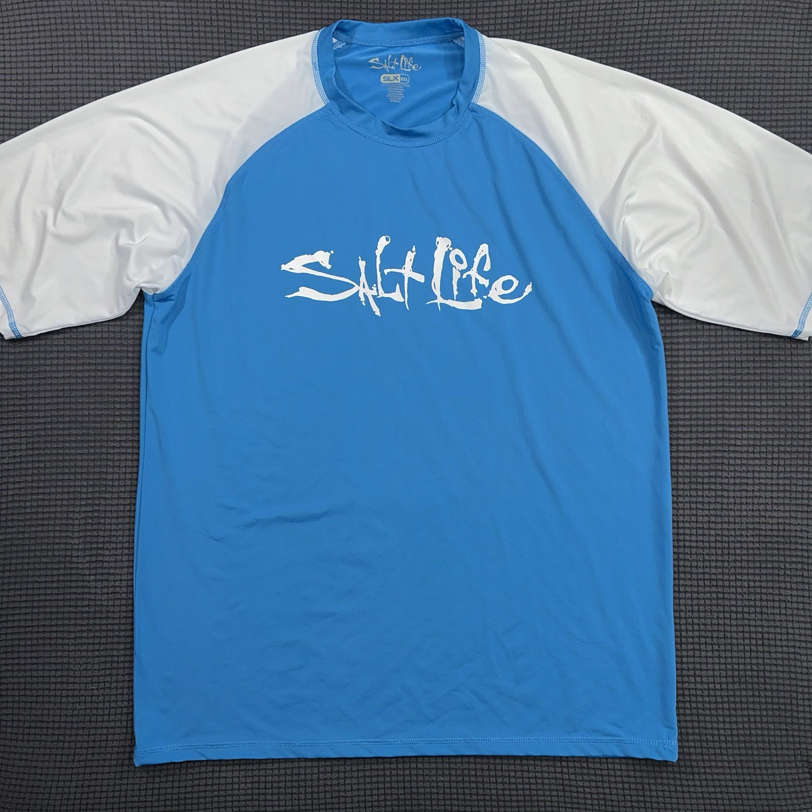 Salt Life SLX Rash Guard XXL Blue White UPF 50 Performance Shirt gallery
