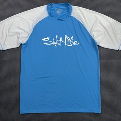 Salt Life SLX Rash Guard XXL Blue White UPF 50 Performance Shirt