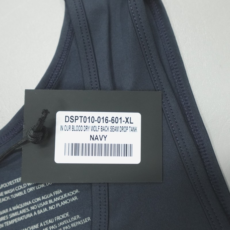 Darc Sport In Our Blood Dry Wolf Back Seam Drop Tank Men's Size XL Navy DSPT010 gallery