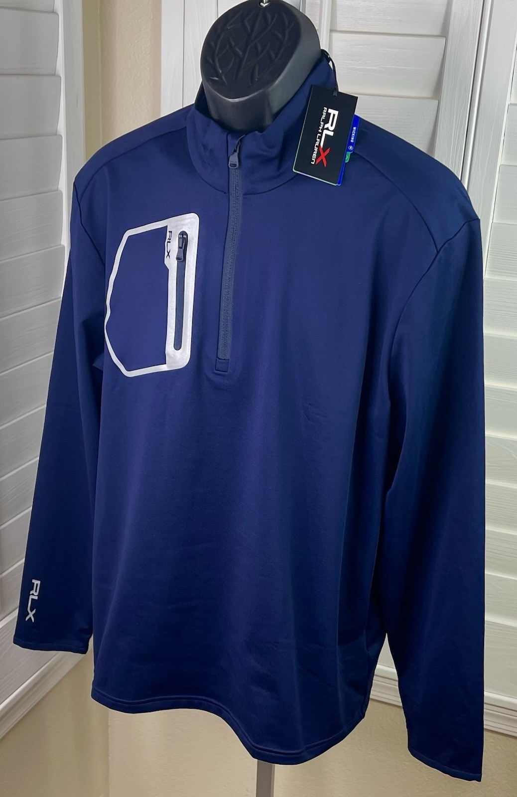 RLX Ralph Lauren 1/4 Zip Wicking Golf Performance Navy Pullover - Men’s M - NWT gallery