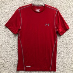 Under Armour Shirt Small Adult Red Fitted Heatgear Short Sleeve Athletic Mens S