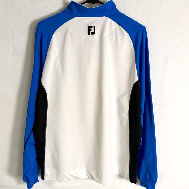 Footjoy FJ Performance Pullover Golf 1/4 Zip Shirt Mens M White Blue Colorblock gallery
