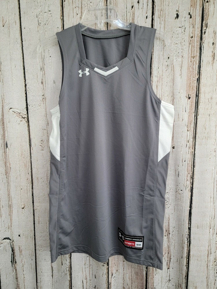 Men's Small Under Armour Practice Basketball Jersey Mesh Tank Top Gray NWOT!