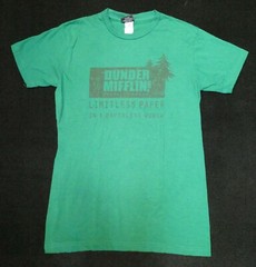 Dunder Mifflin Paper Company men’s green stretch short-sleeved t-shirt Sz M