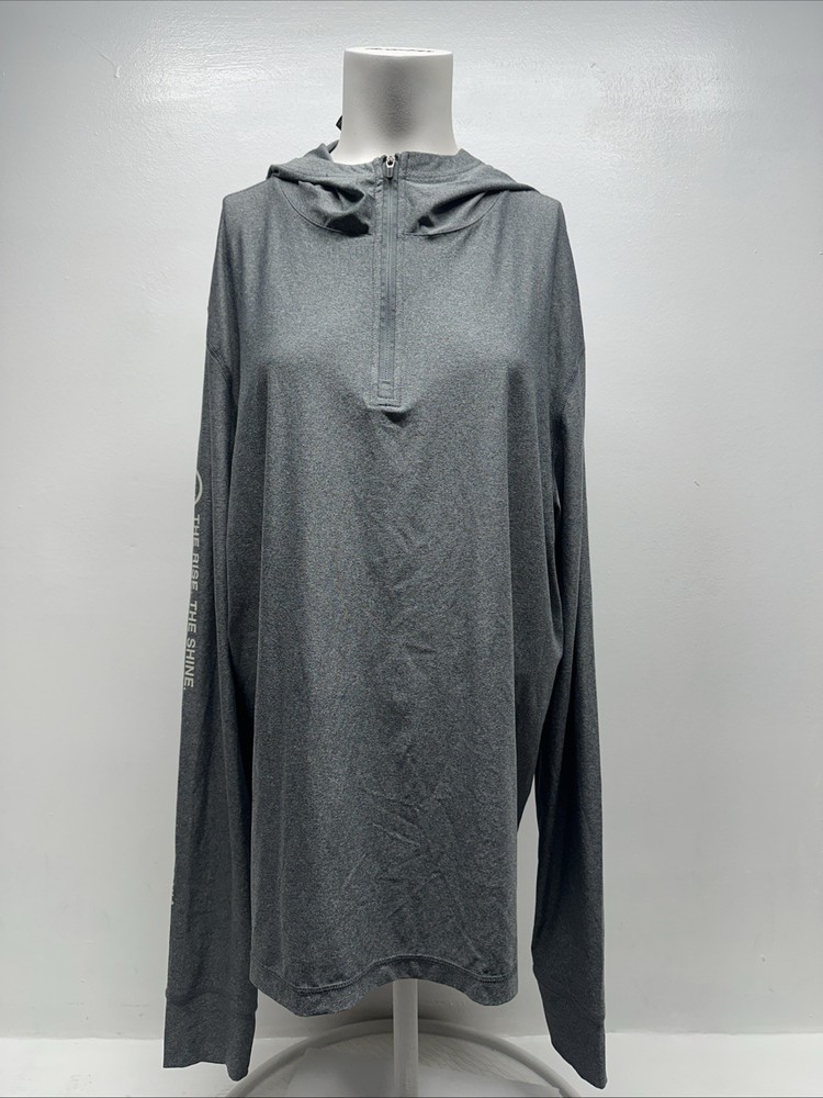 Vuori Uluwatu UPF Water Hoodie 1/2 Zip Hooded Long Sleeve Shirt Gray Mens XL