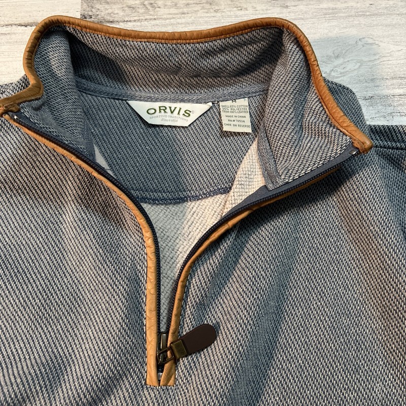 Orvis Long Sleeve Pullover 1/4 Zip Heather Gray Elbow Patches Mens Size Medium gallery