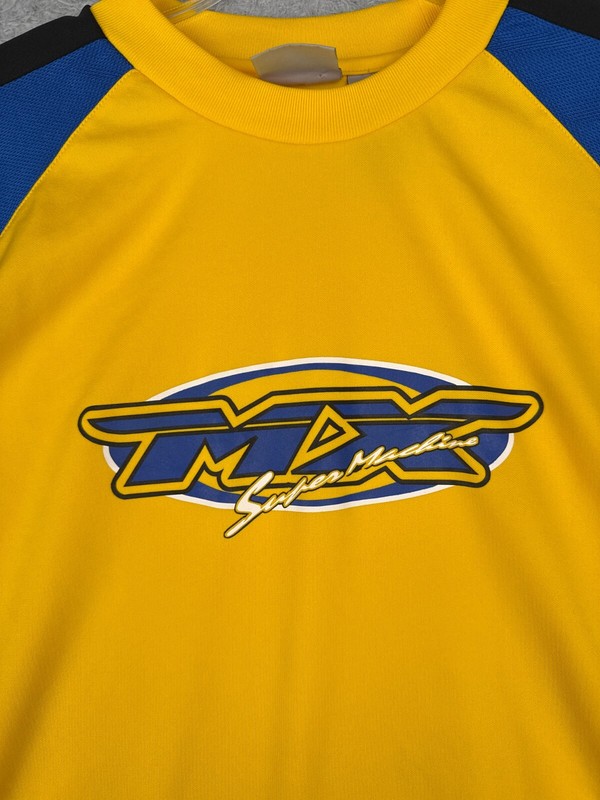 Athletic Works Jersey Men L Blue Yellow MX Super Machine Racing Padded BMX Dunes gallery