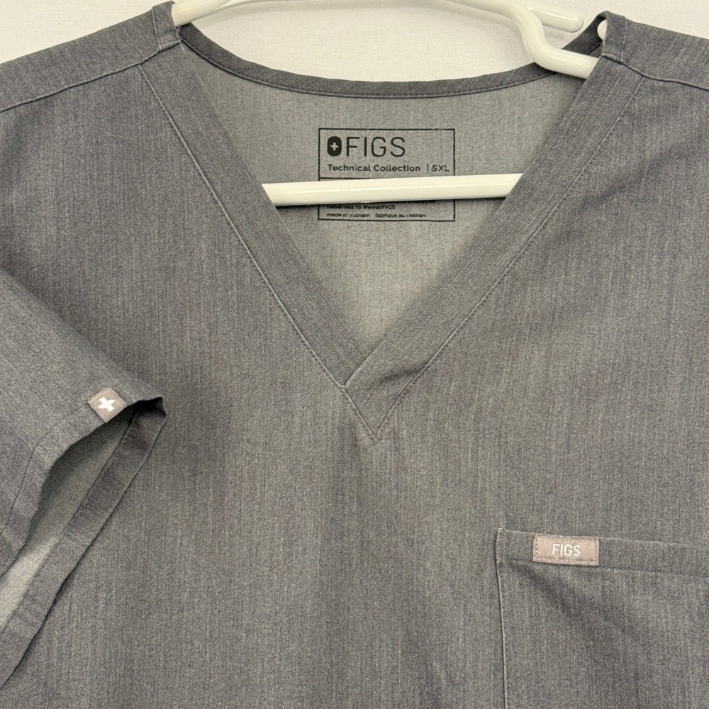 FIGS Catarina Technical Collection Scrub Top Men's 5XL Grey V-Neck Pocket