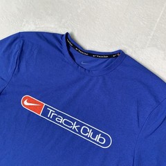 Nike Dri-FIT Track Club Shirt Mens Large Blue Short Sleeve Graphic Running Tee