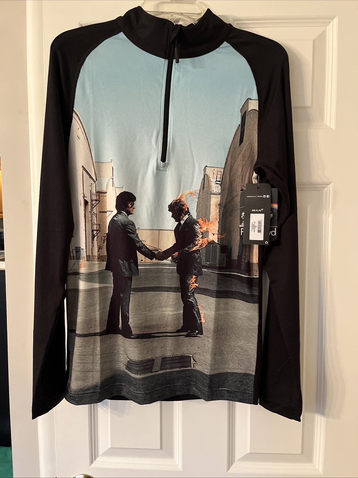 NWT BULA Men's Pink Floyd 1/4 Zip Collector's Long Sleeve Shirt Black/Multi Sm gallery