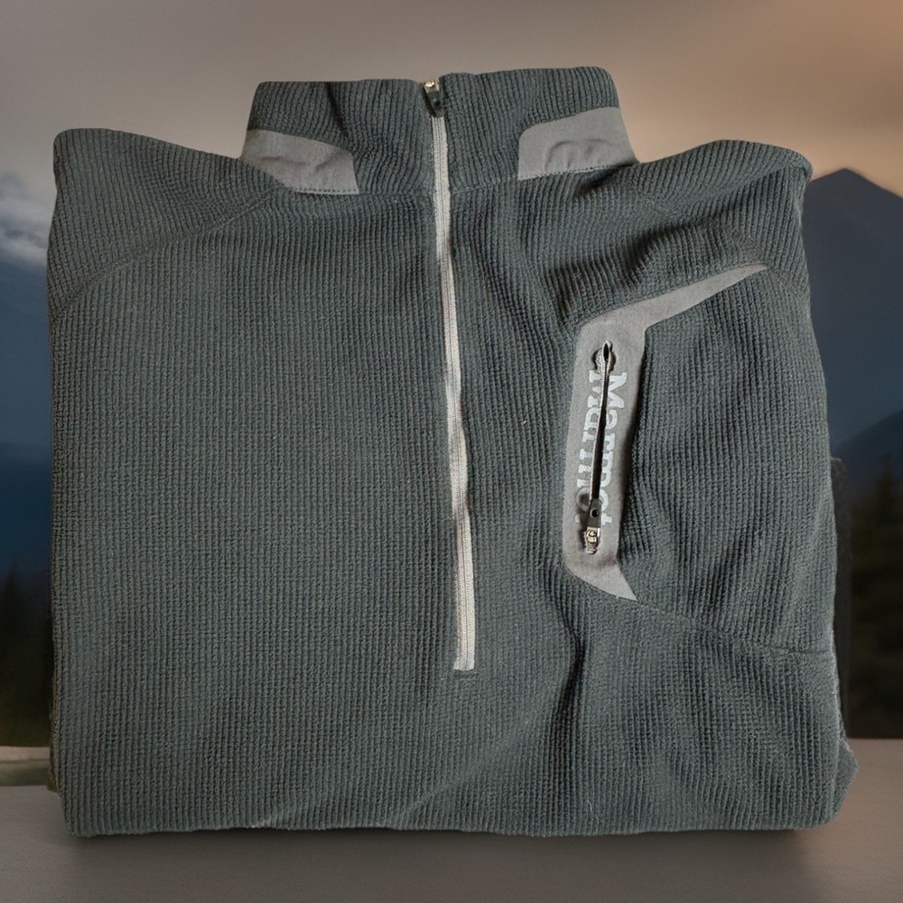 Marmot Thermal 1/4 Zip Pullover Men’s Black Long Sleeve Tech Pocket Size XL