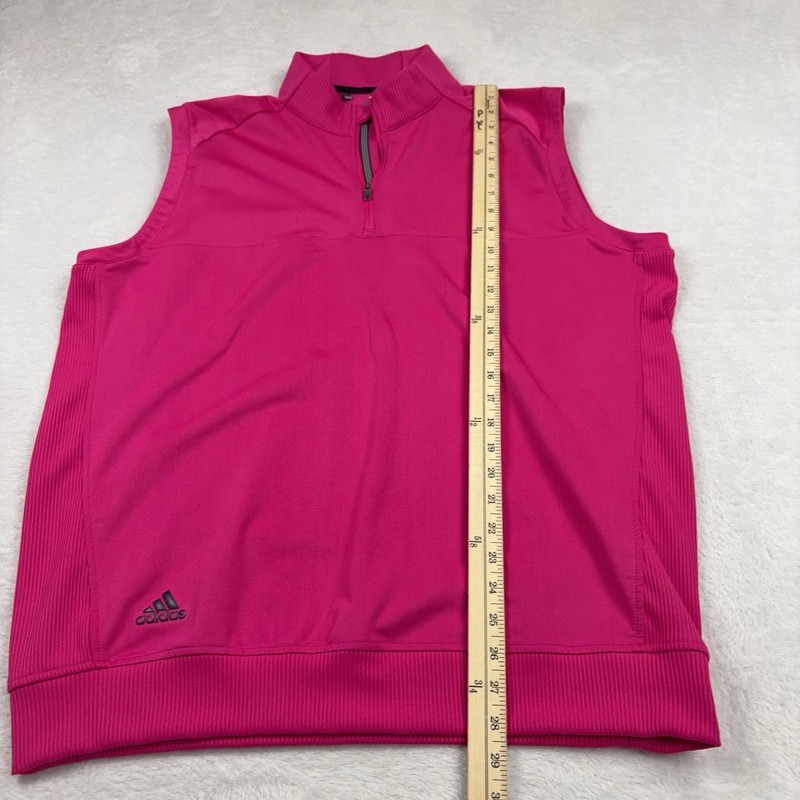 Adidas 1/4 Zip Sleeveless Pullover Men L Pink Golf Tagless Stand-Up Collar gallery